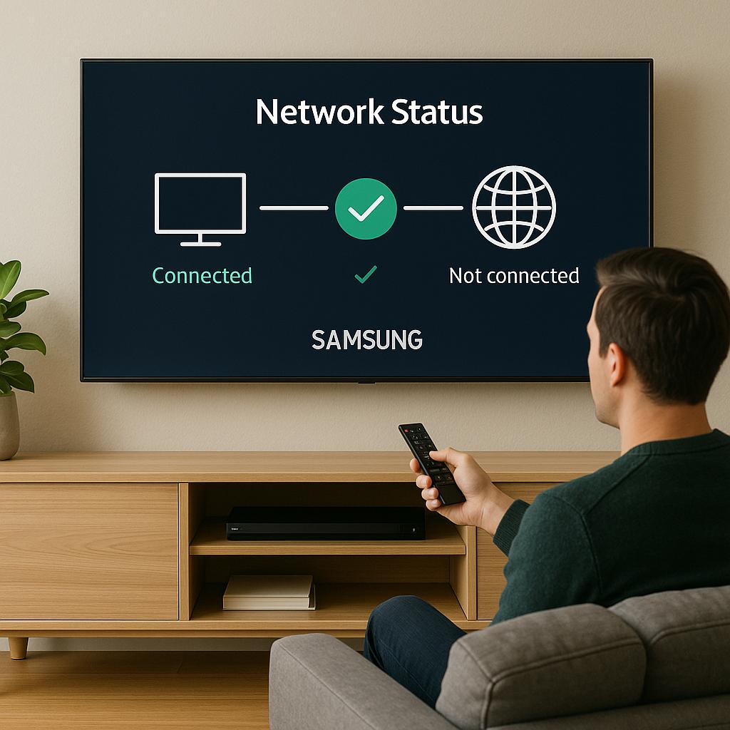 Samsung TV network status check (AI generated)