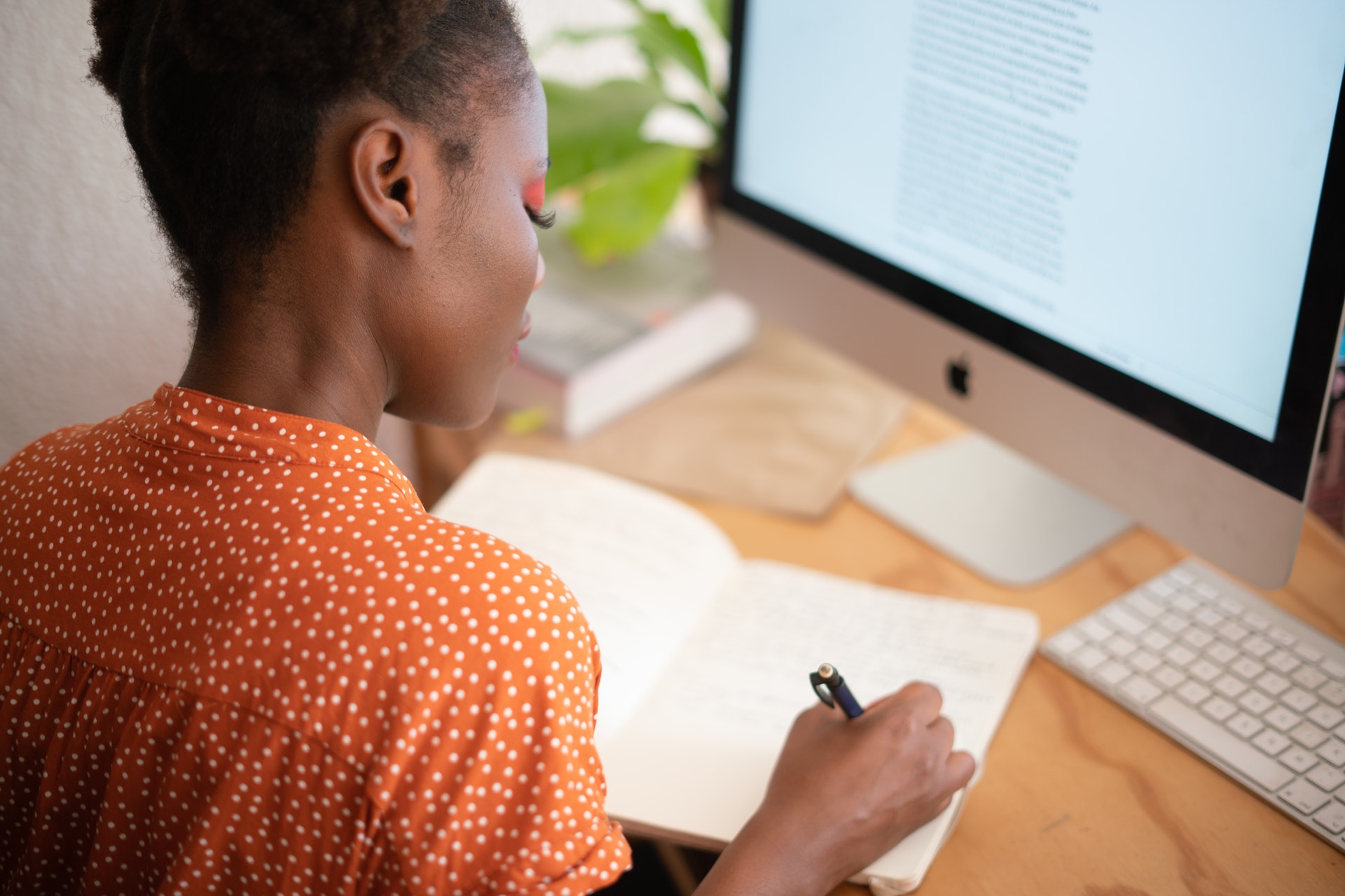 Woman in front of computer