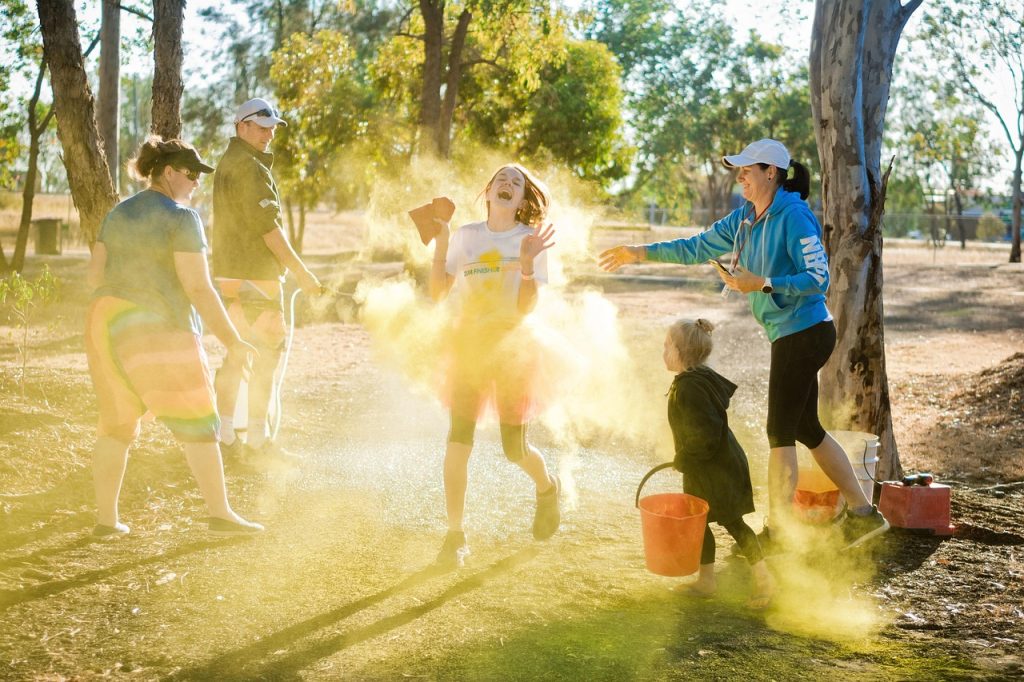 Family playing outdoors